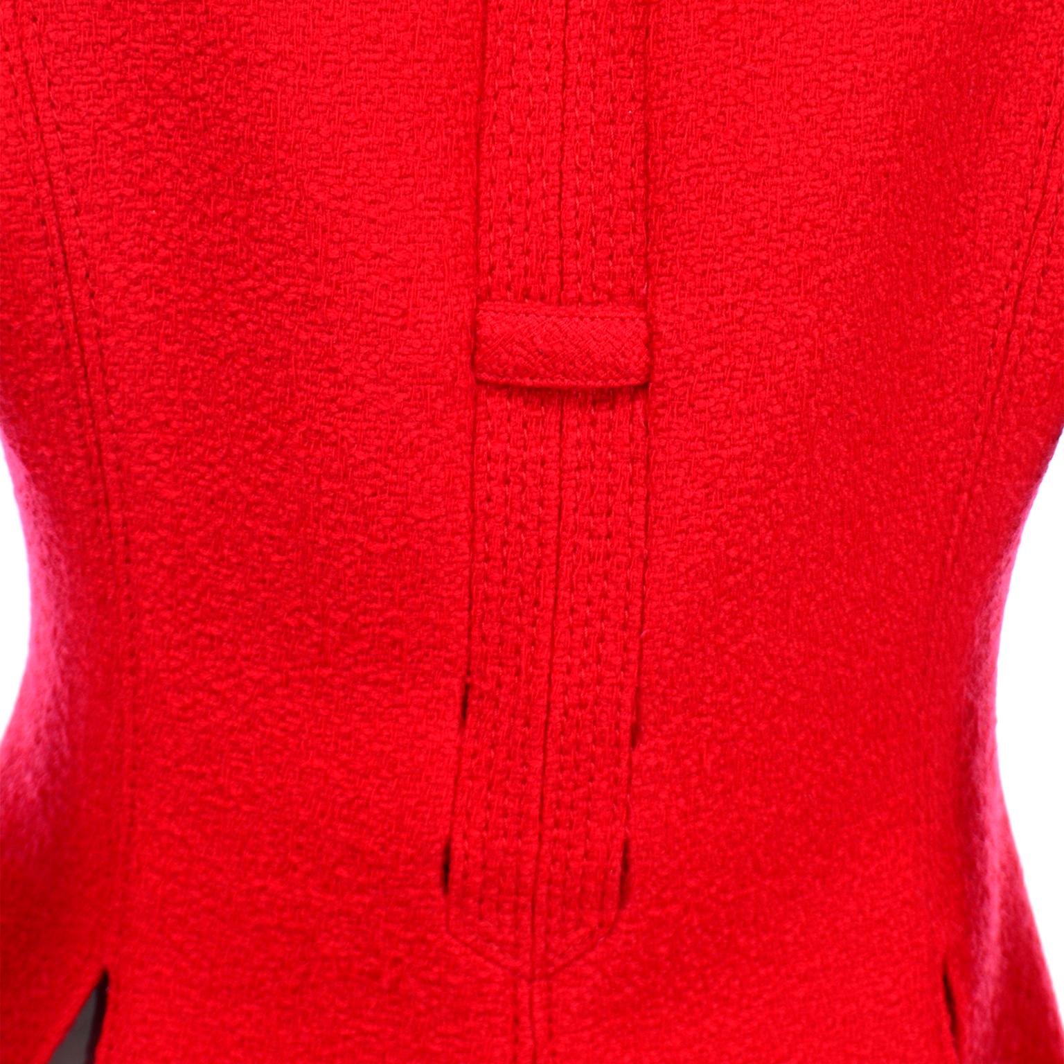Valentino Red Boucle Wool Short Single Button Blazer Jacket 1