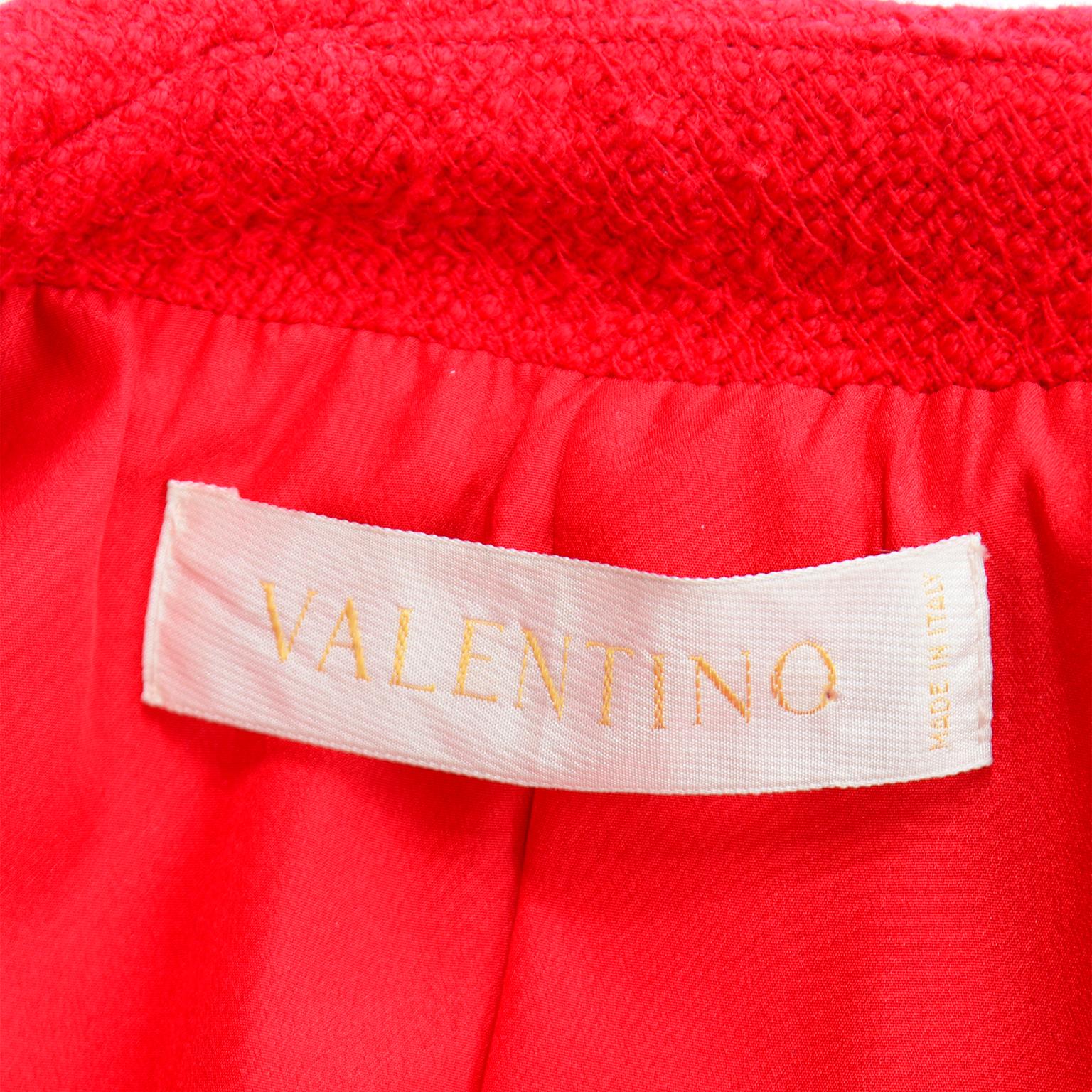 Valentino Red Boucle Wool Short Single Button Blazer Jacket 2