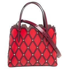 Valentino Red/Burgundy Leather Beehive Tote