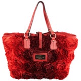Valentino Red Silk And Leather Organza Rosier Tote at 1stDibs
