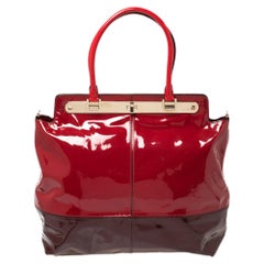 Valentino Red/Burgundy Patent Leather Tote
