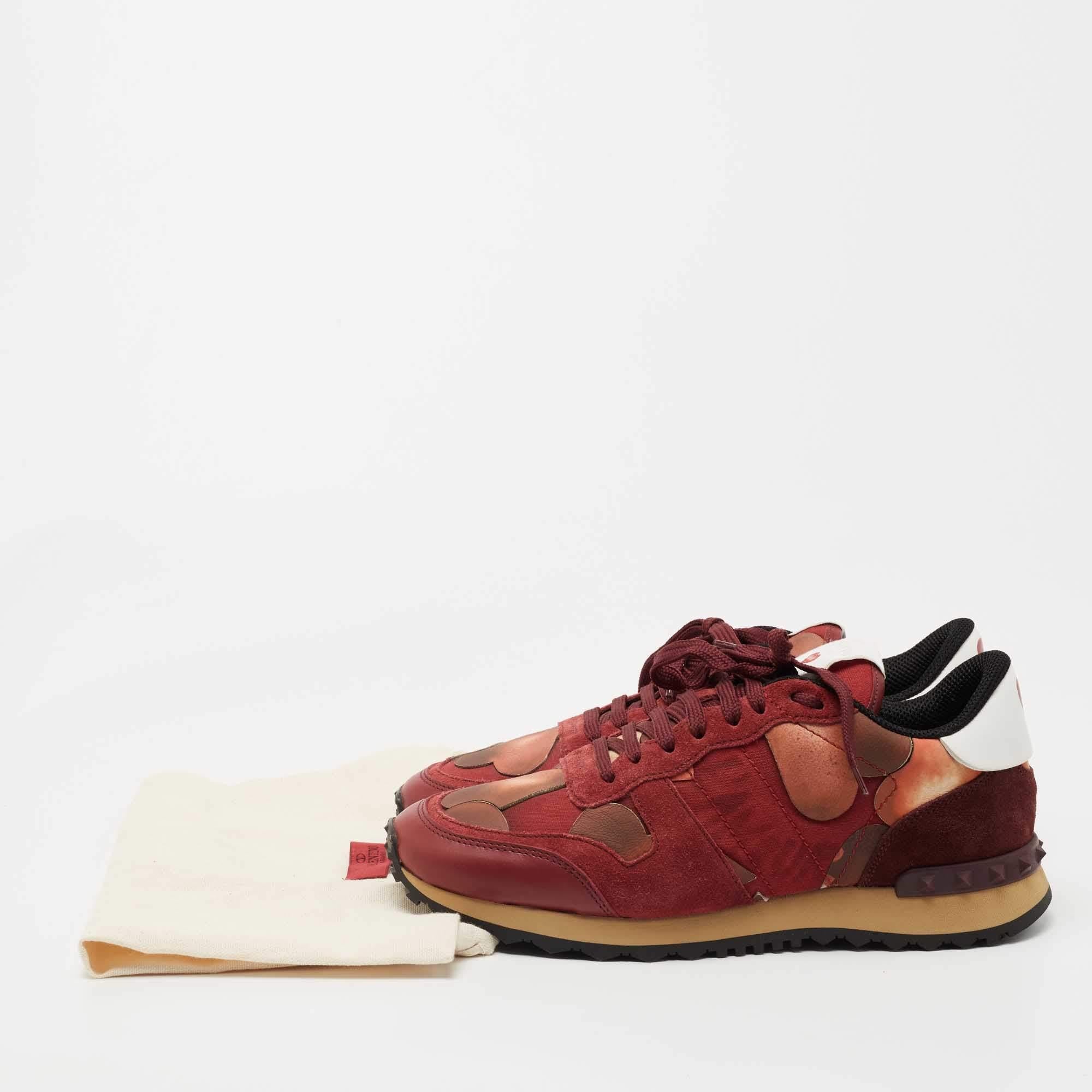Valentino Red Canvas, Leather and Suede Rockrunner L'Amour Sneakers Size 40.5 5