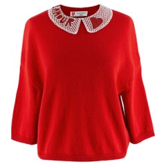 Valentino Red Cashmere Jumper with L
Amour Embellished Collar XS