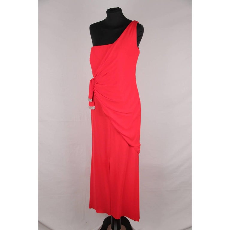 VALENTINO Red Chiffon ONE SHOULDER EVENING Gown DRESS Gown For Sale at ...