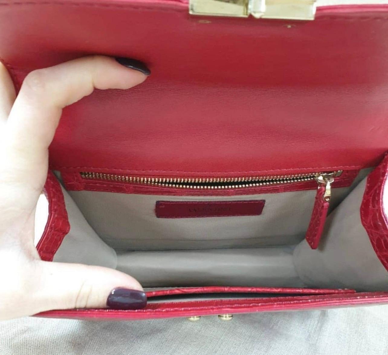 Women's Valentino Red Crocodile Small Glam Lock Shoulder Bag