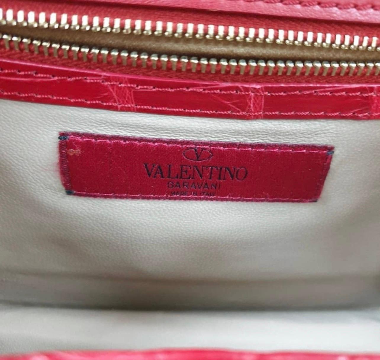 Valentino Red Crocodile Small Glam Lock Shoulder Bag 1