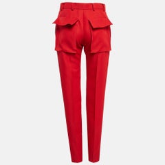 Valentino Red Gabardine Straight-Leg Trousers S
