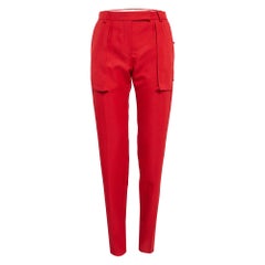Valentino Red Gabardine Straight-Leg Trousers S
