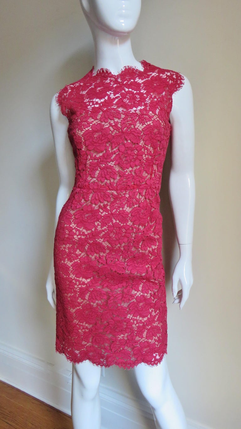 Valentino Red Lace Dress For Sale at 1stdibs