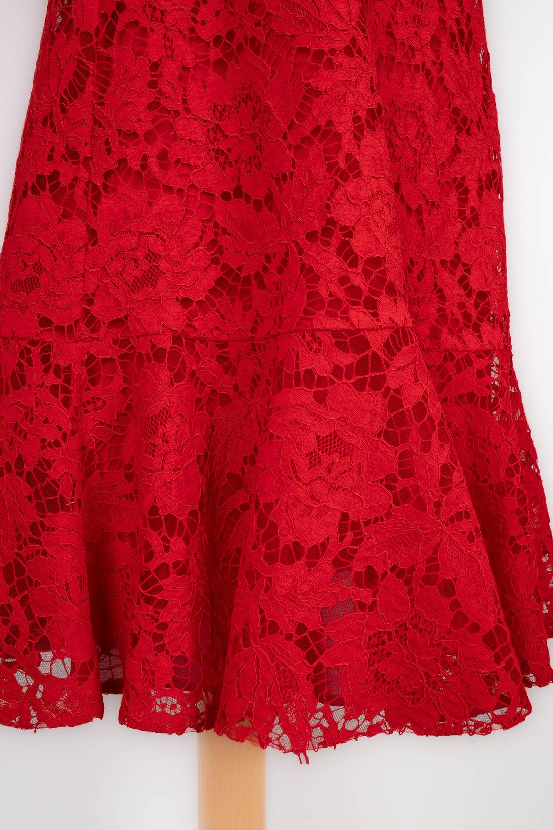 Valentino Red Lace Dress For Sale 1