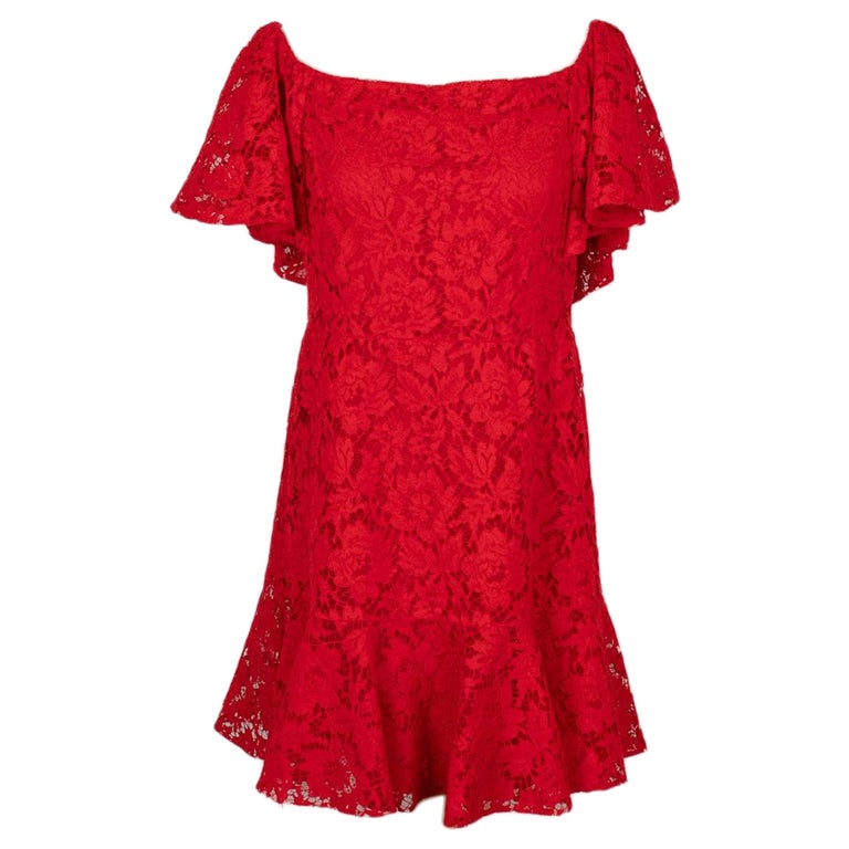 Valentino Red Lace Dress For Sale at 1stDibs