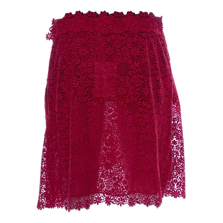 Valentino Red Lace Short Skirt L For at 1stDibs valentino lace skirt