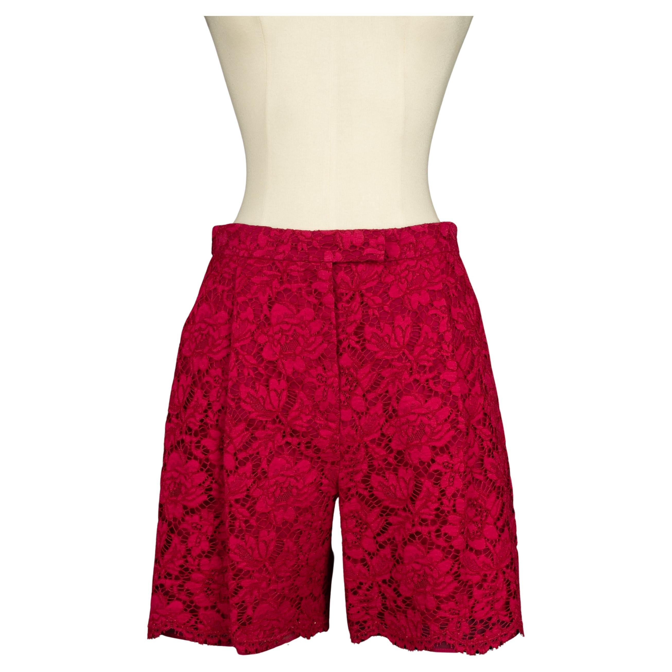 Valentino red lace shorts