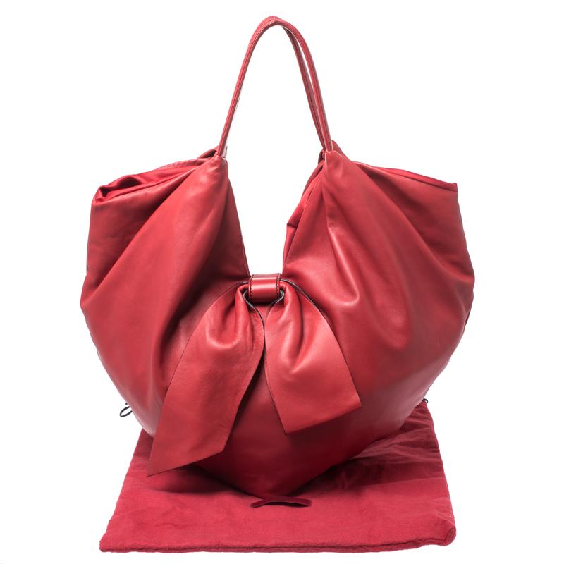Valentino Red Leather 360 Bow Hobo 4