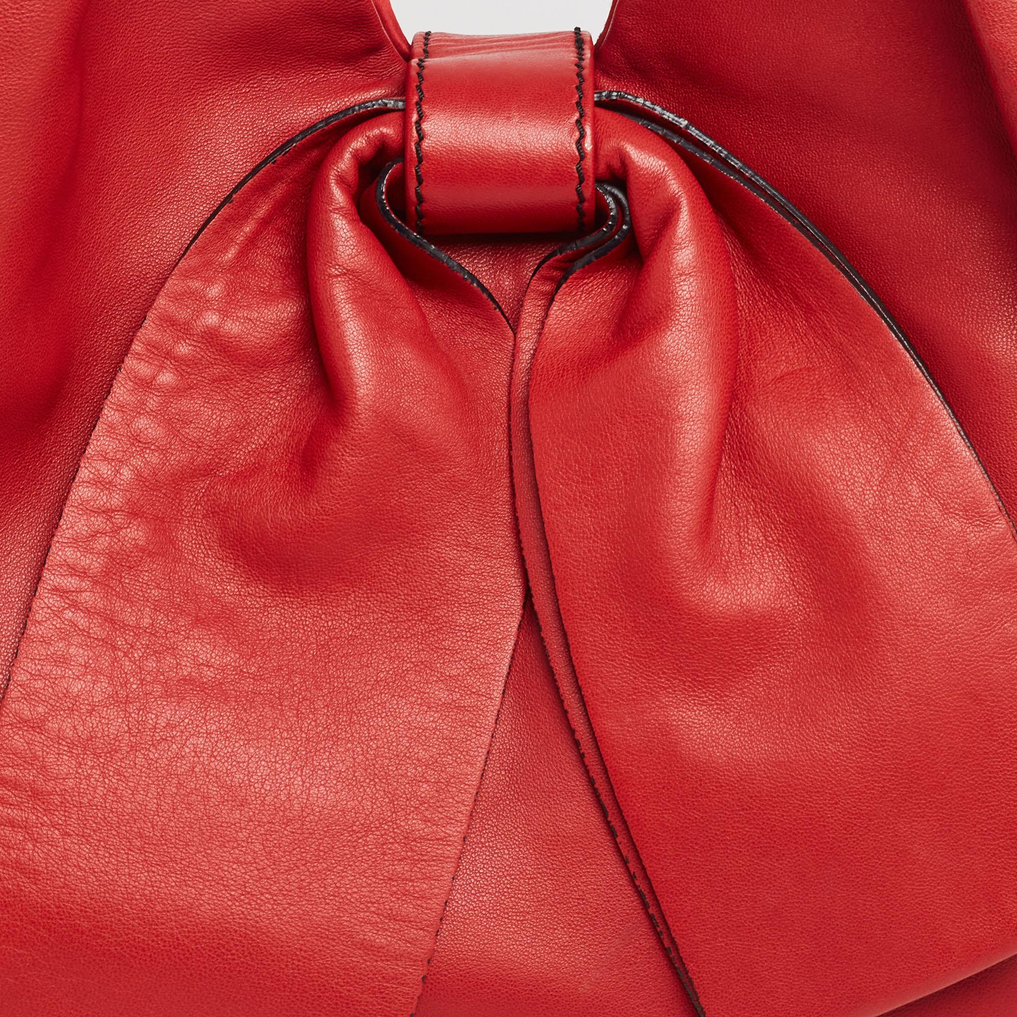 Valentino Red Leather 360 Bow Hobo 8