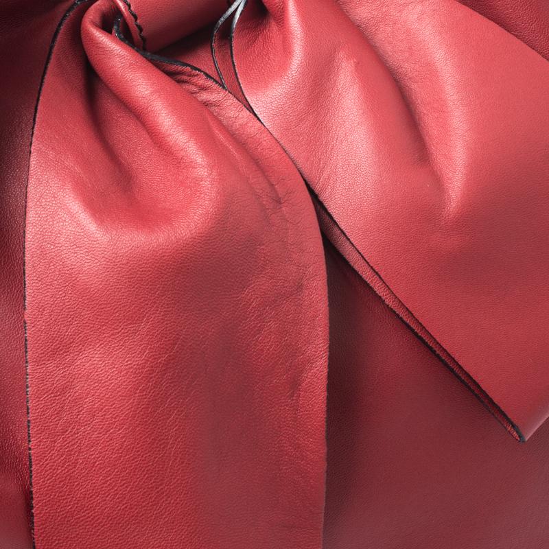 Valentino Red Leather 360 Bow Hobo 2