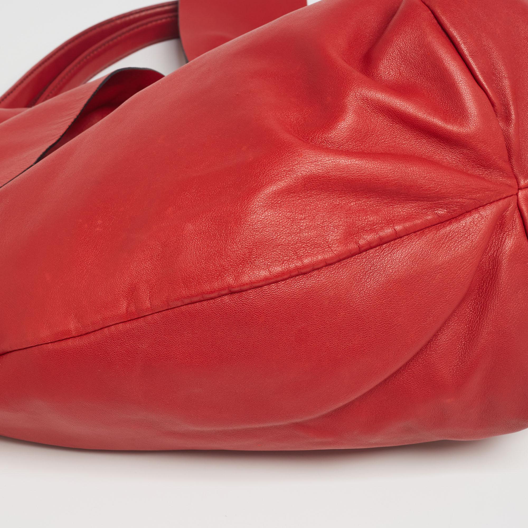 Valentino Red Leather 360 Bow Hobo 2