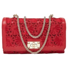 Bolso de hombro Va Va Voom rojo de piel y encaje Valentino