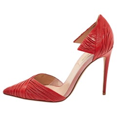 Valentino Red Leather and PVC B Drape Pointed Toe Pumps Size 38