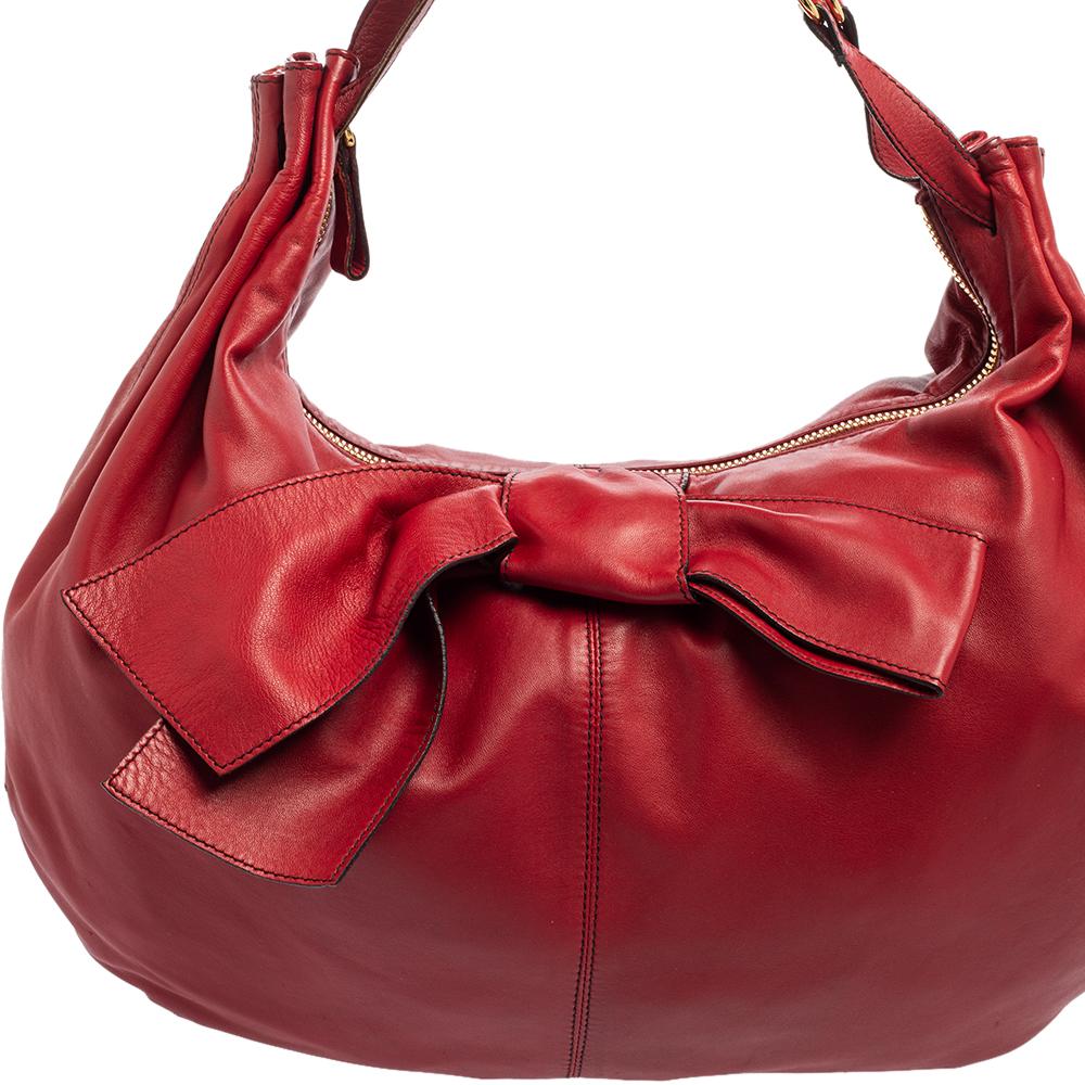 Valentino Red Leather Bow Hobo 2