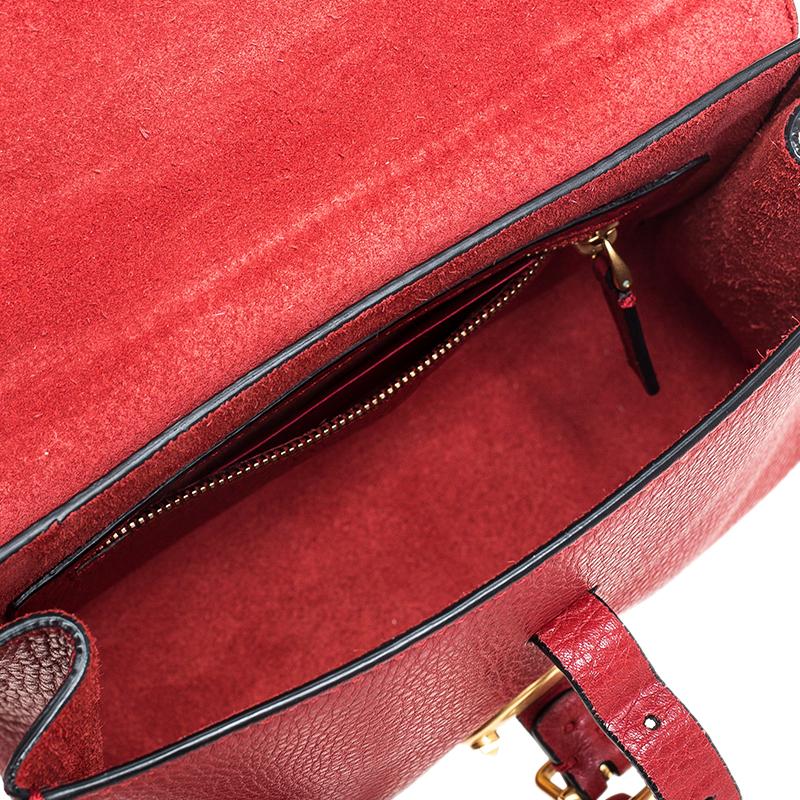 Valentino Red Leather Buckle Flap Shoulder Bag 1