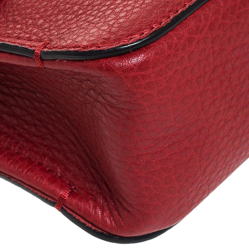 Valentino Red Leather Buckle Flap Shoulder Bag 2