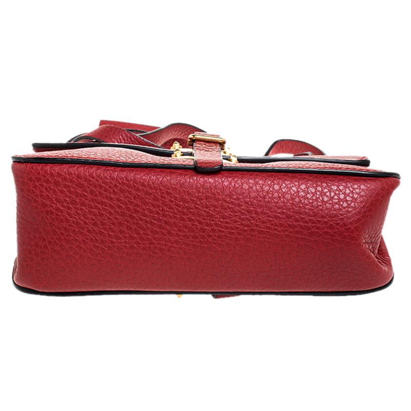 Valentino Red Leather Buckle Flap Shoulder Bag 4