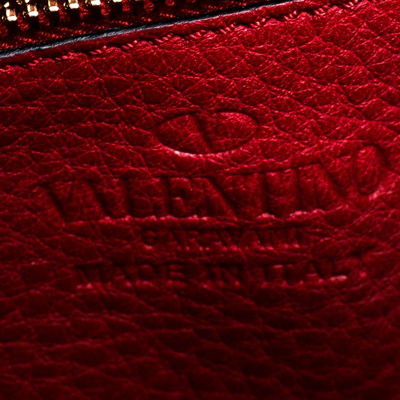 Valentino Red Leather Buckle Flap Shoulder Bag 5