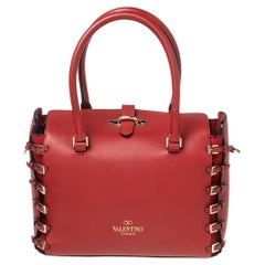 Valentino Red Leather Buckle Strappy Satchel