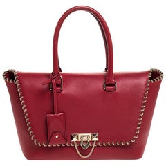 Valentino Red Leather Demilune Tote