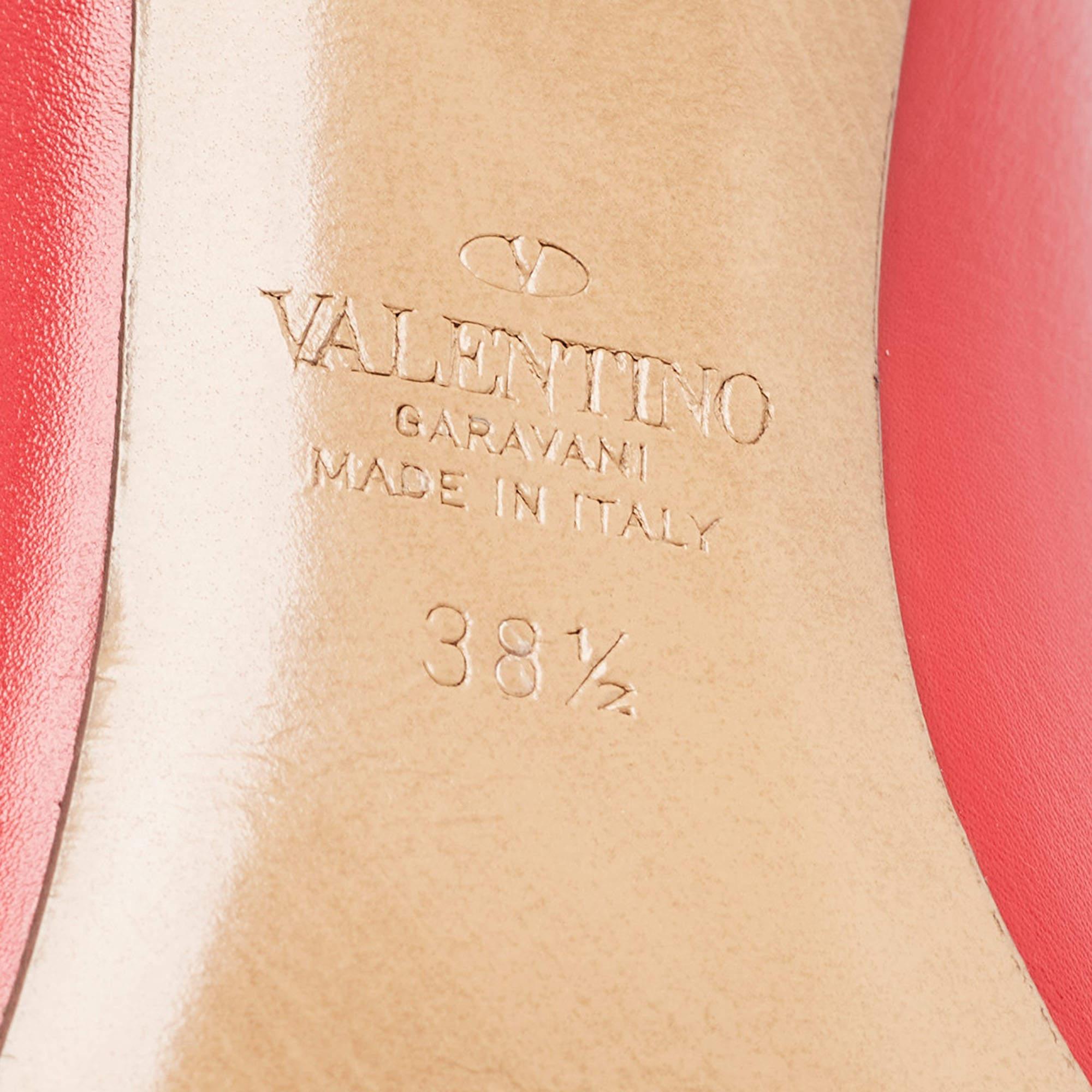 Valentino Red Leather Escape V logo Pumps Size 38.5 4