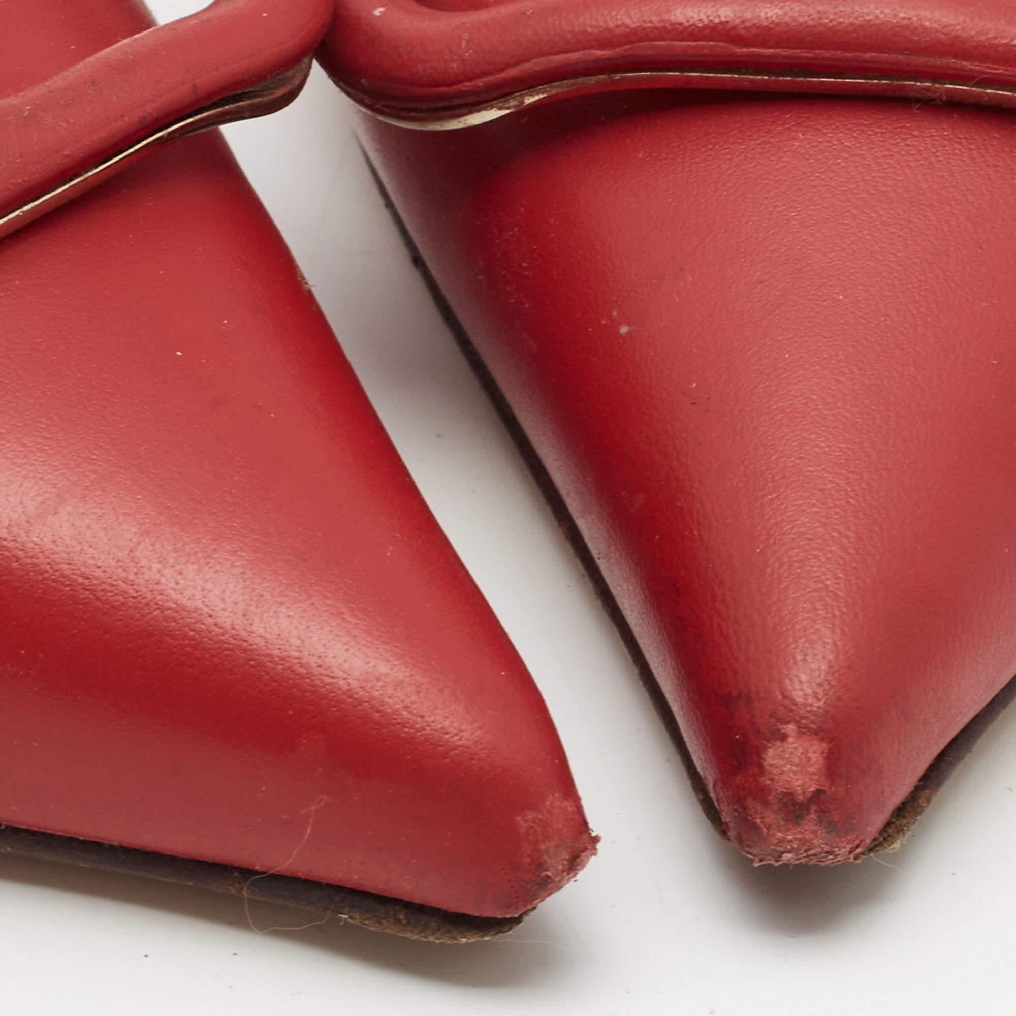 Valentino Red Leather Escape VLogo Slingback Flats Size 38.5 4