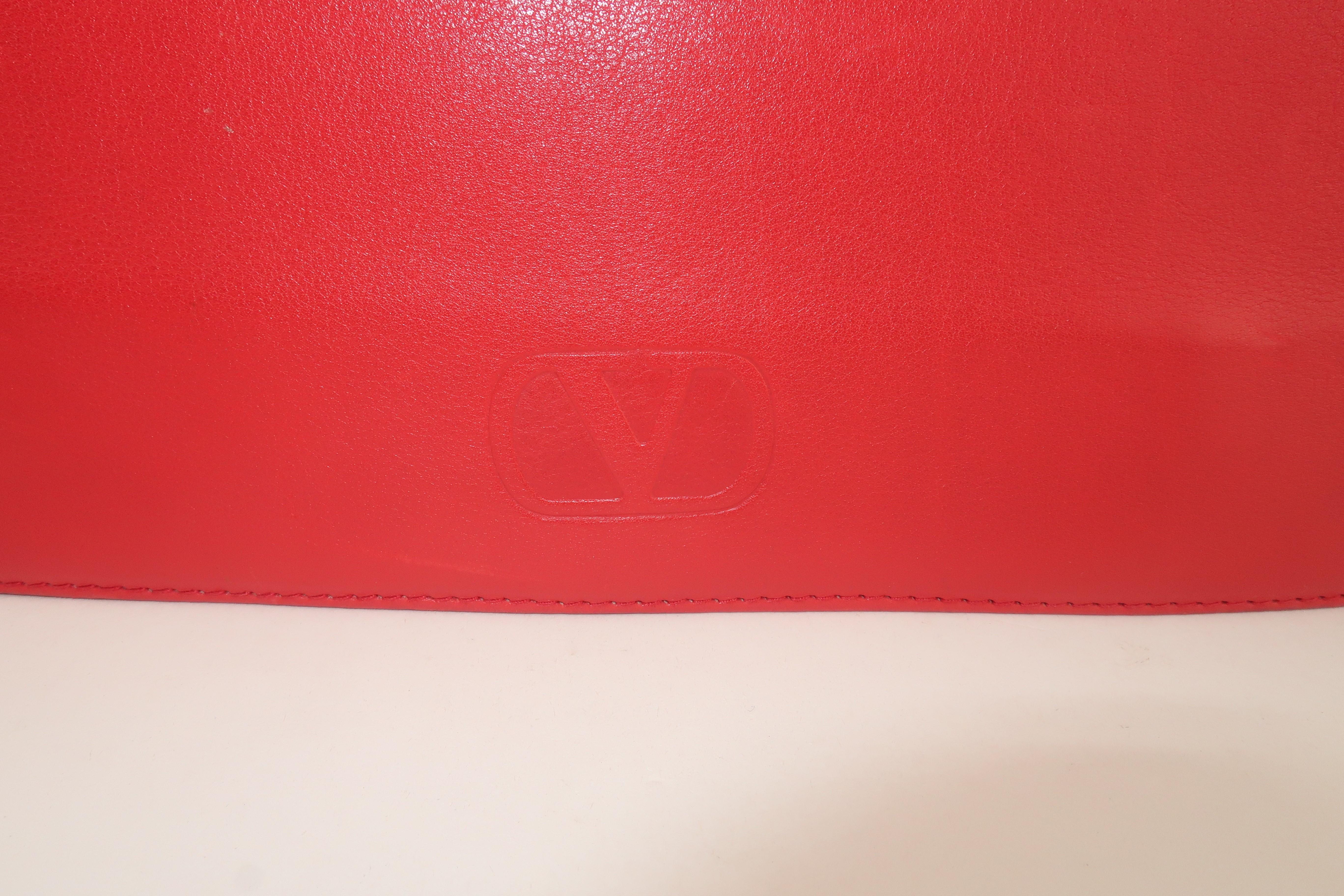 Women's Valentino Red Leather Handbag With Spiral Hardware, 1980’s