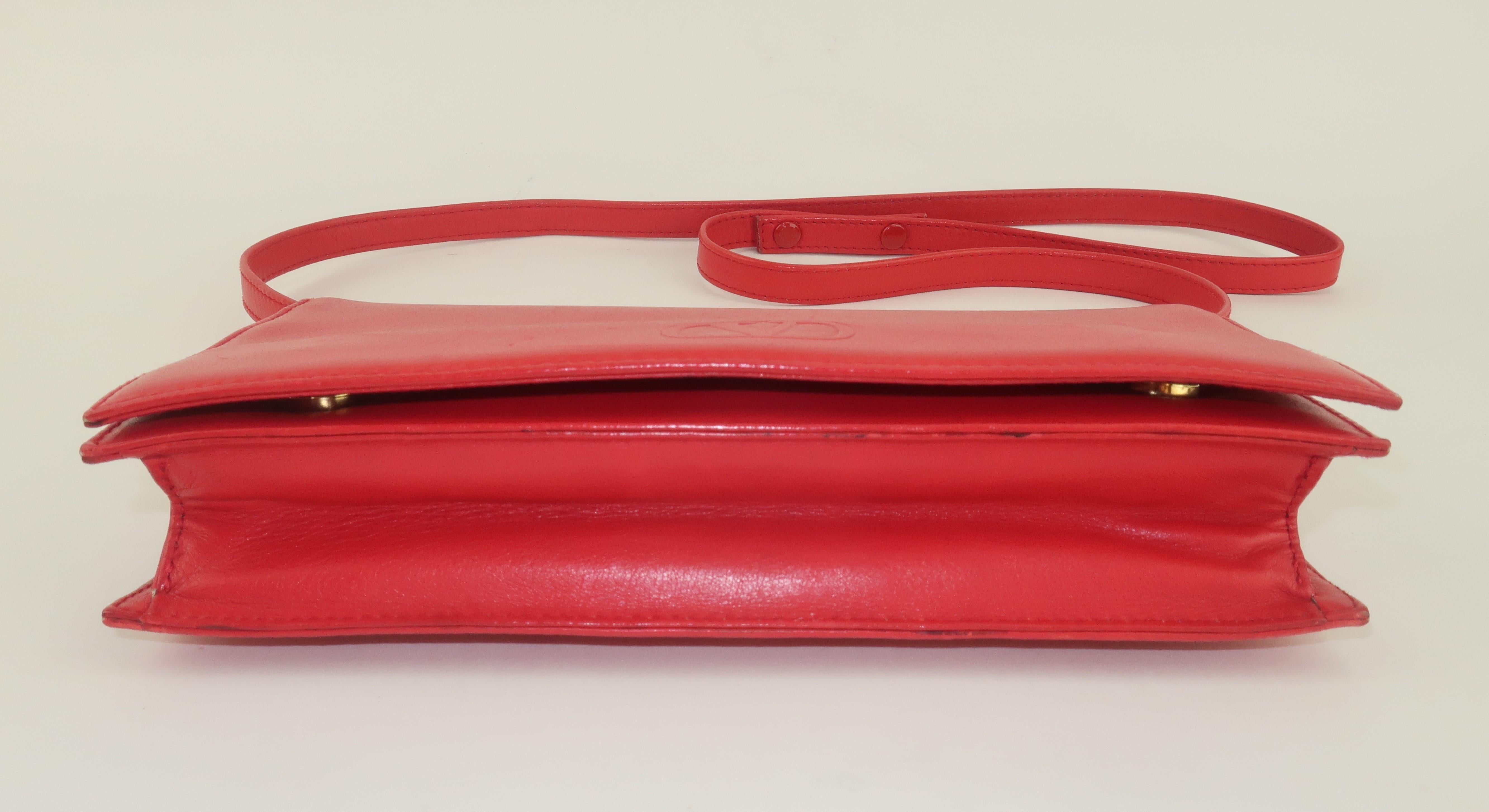 Valentino Red Leather Handbag With Spiral Hardware, 1980’s 2