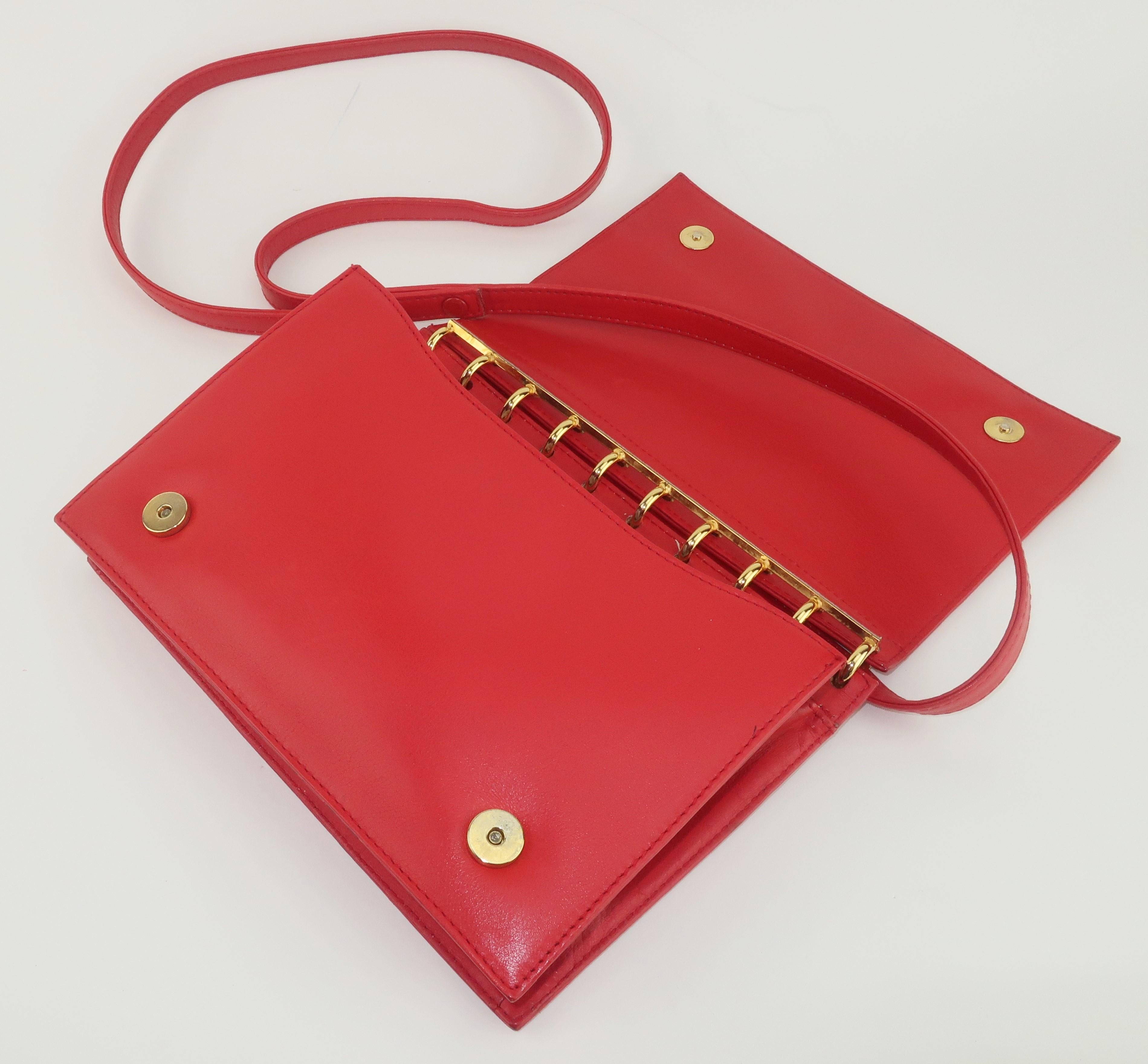 Valentino Red Leather Handbag With Spiral Hardware, 1980’s 4
