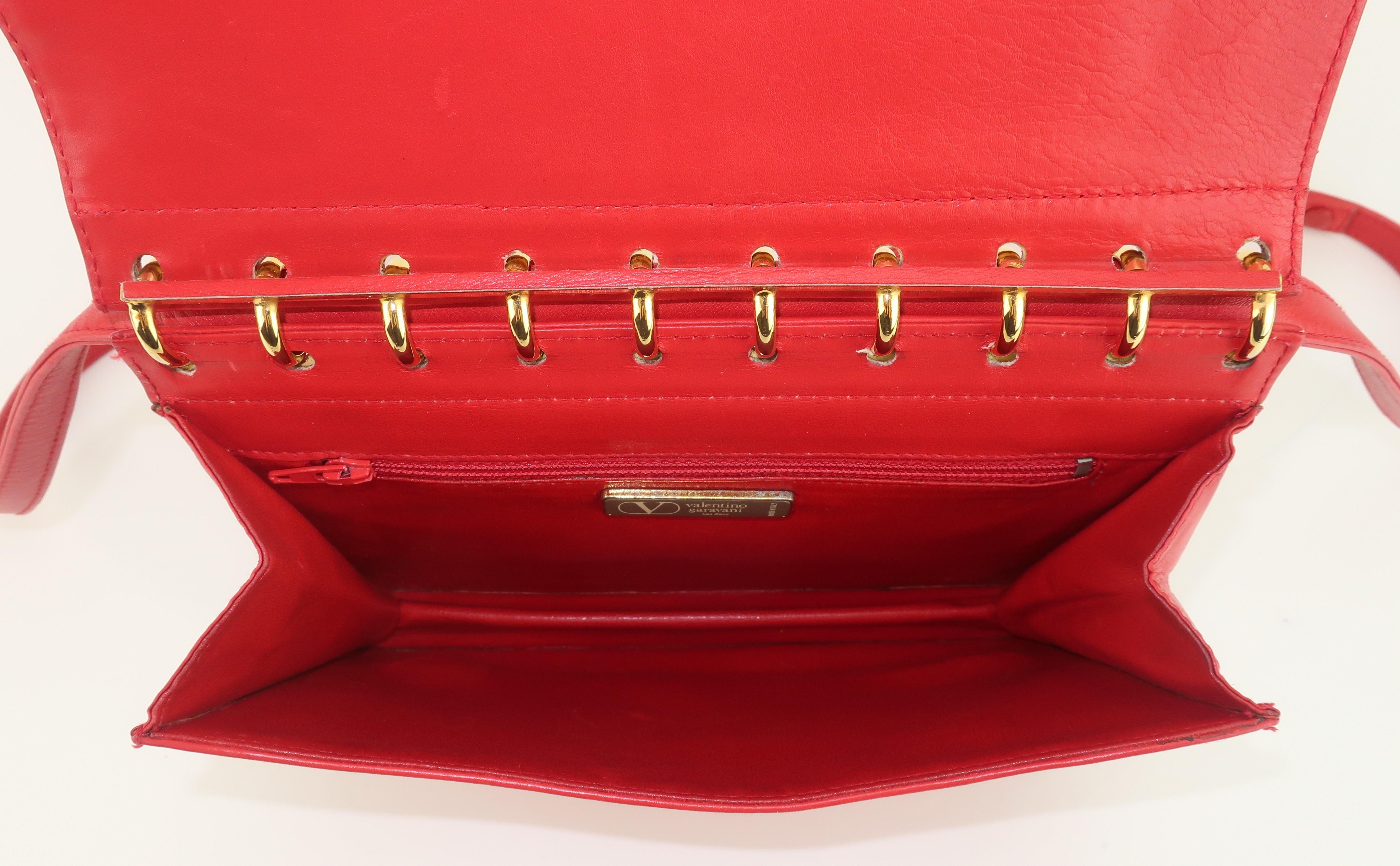 Valentino Red Leather Handbag With Spiral Hardware, 1980’s 5