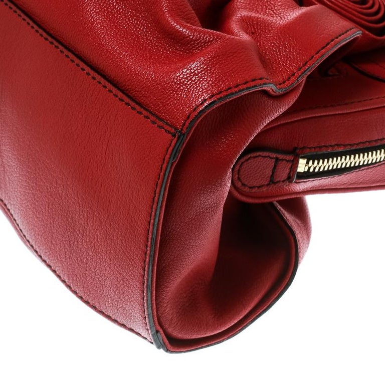 Valentino Red Leather Lacca Fleur Frame Satchel at 1stDibs