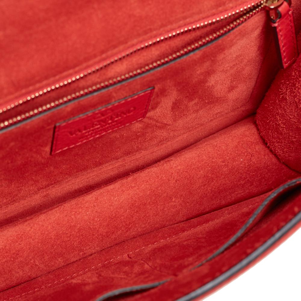 Valentino Red Leather Medium Rockstud Glam Lock Flap Bag 6