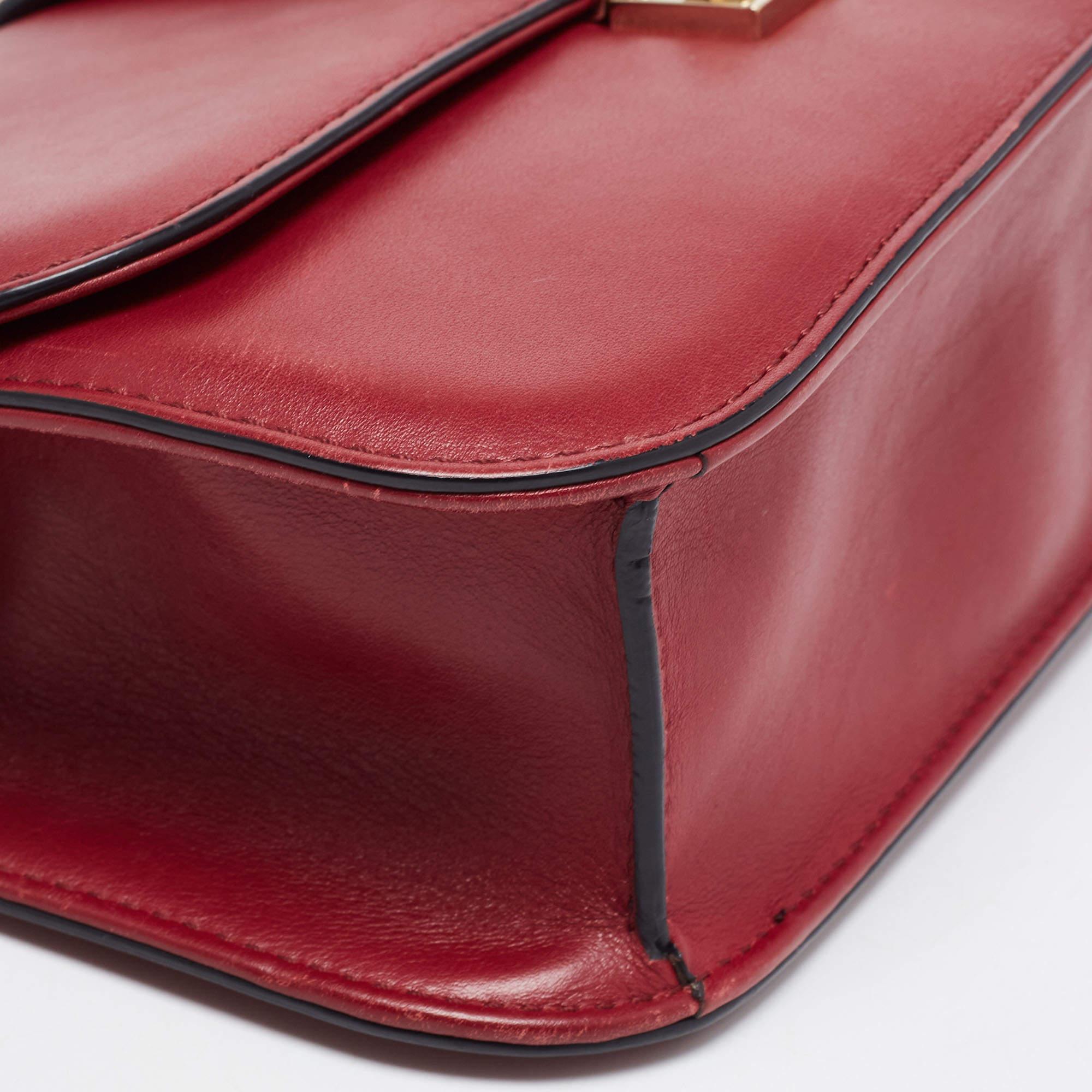 Valentino Red Leather Medium Rockstud Glam Lock Flap Bag For Sale at ...