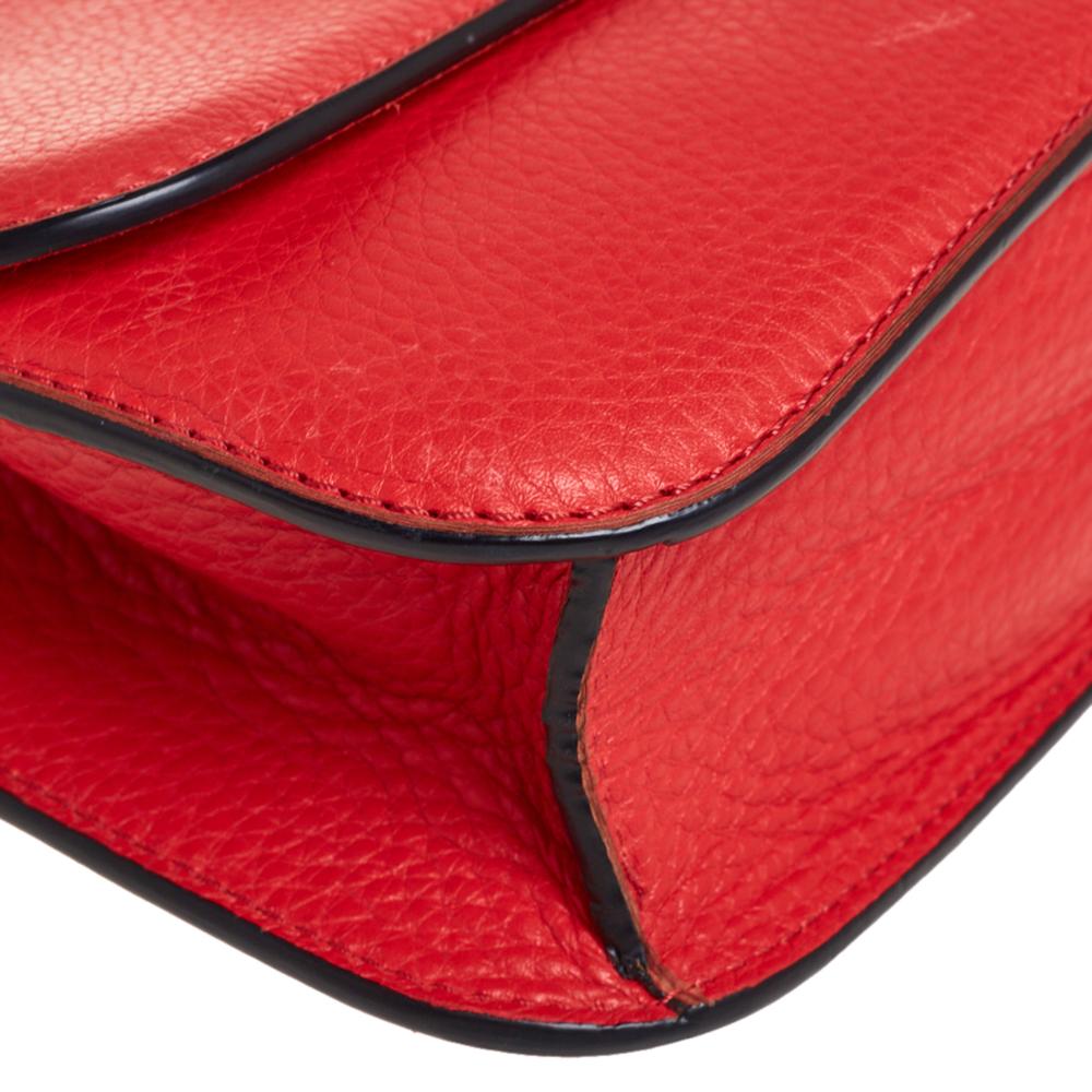 Valentino Red Leather Medium Rockstud Glam Lock Flap Bag 8