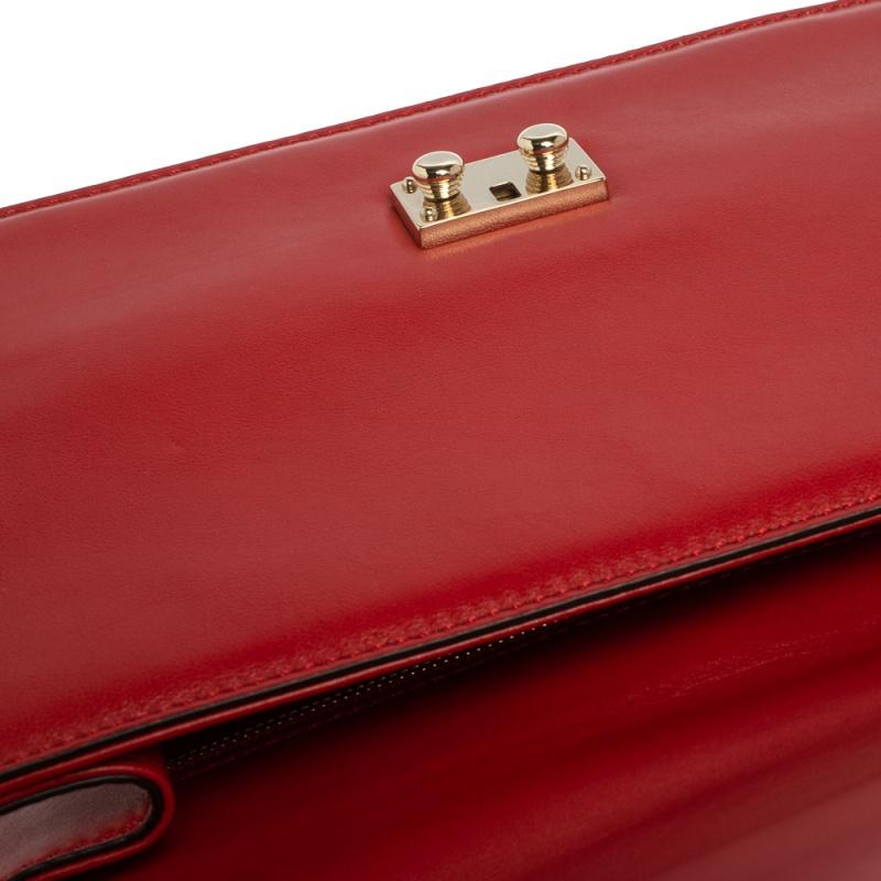 Valentino Red Leather Medium Rockstud Glam Lock Flap Bag 7