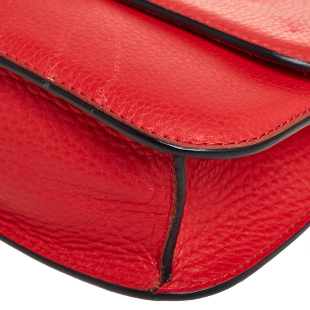 Valentino Red Leather Medium Rockstud Glam Lock Flap Bag 9