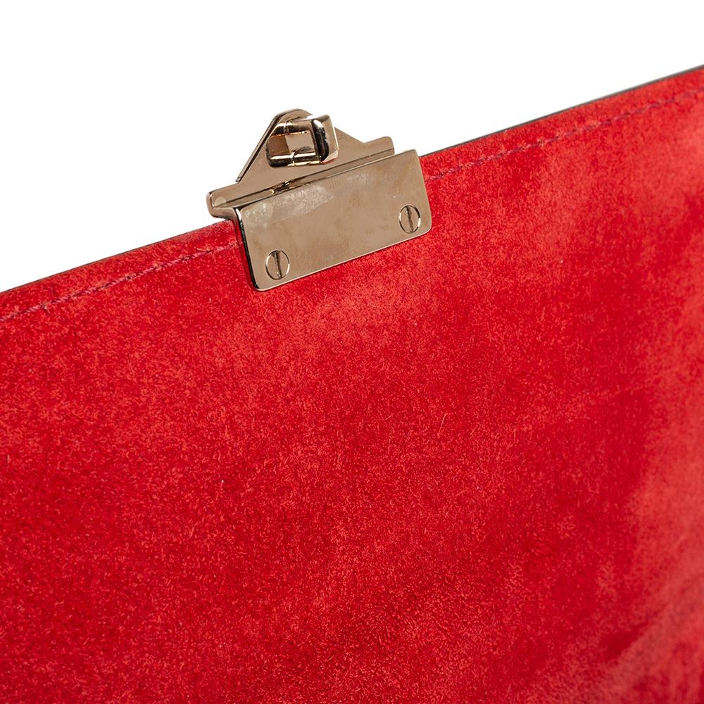 Valentino Red Leather Medium Rockstud Glam Lock Flap Bag 1