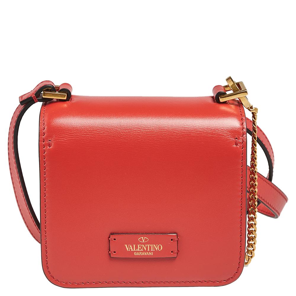 Valentino Red Leather Micro VSling Crossbody Bag 1