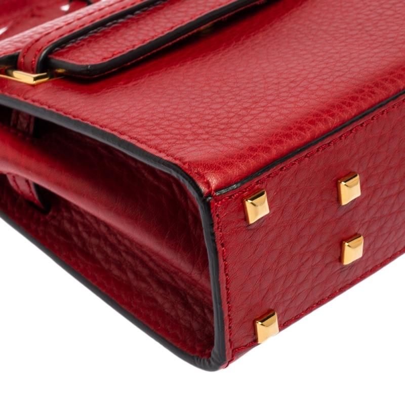 Valentino Red Leather Mini My Rockstud Top Handle Bag 3