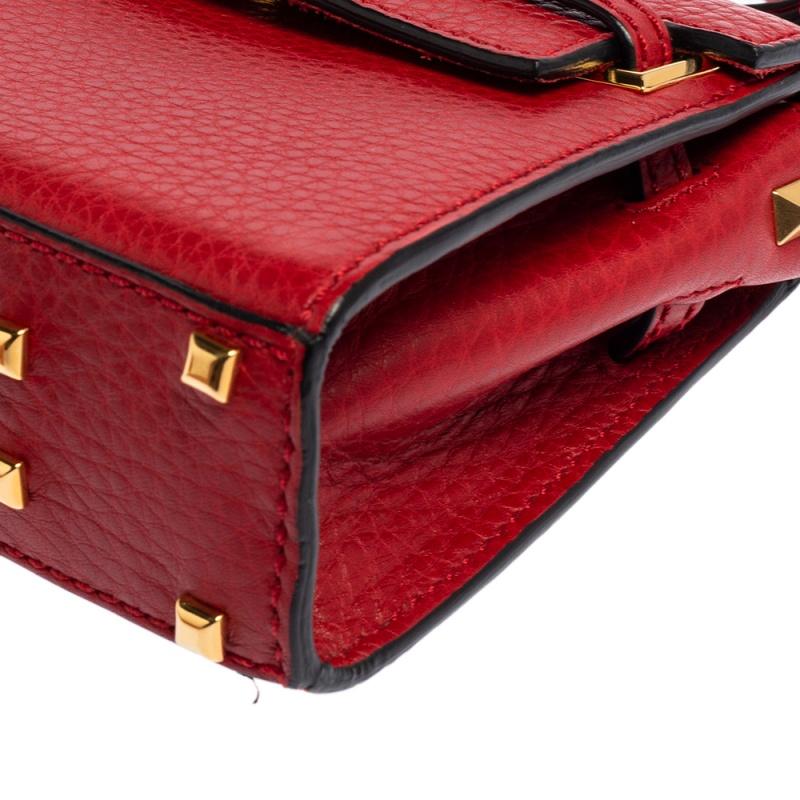 Women's Valentino Red Leather Mini My Rockstud Top Handle Bag