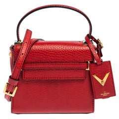 Valentino Red Leather Mini My Rockstud Top Handle Bag