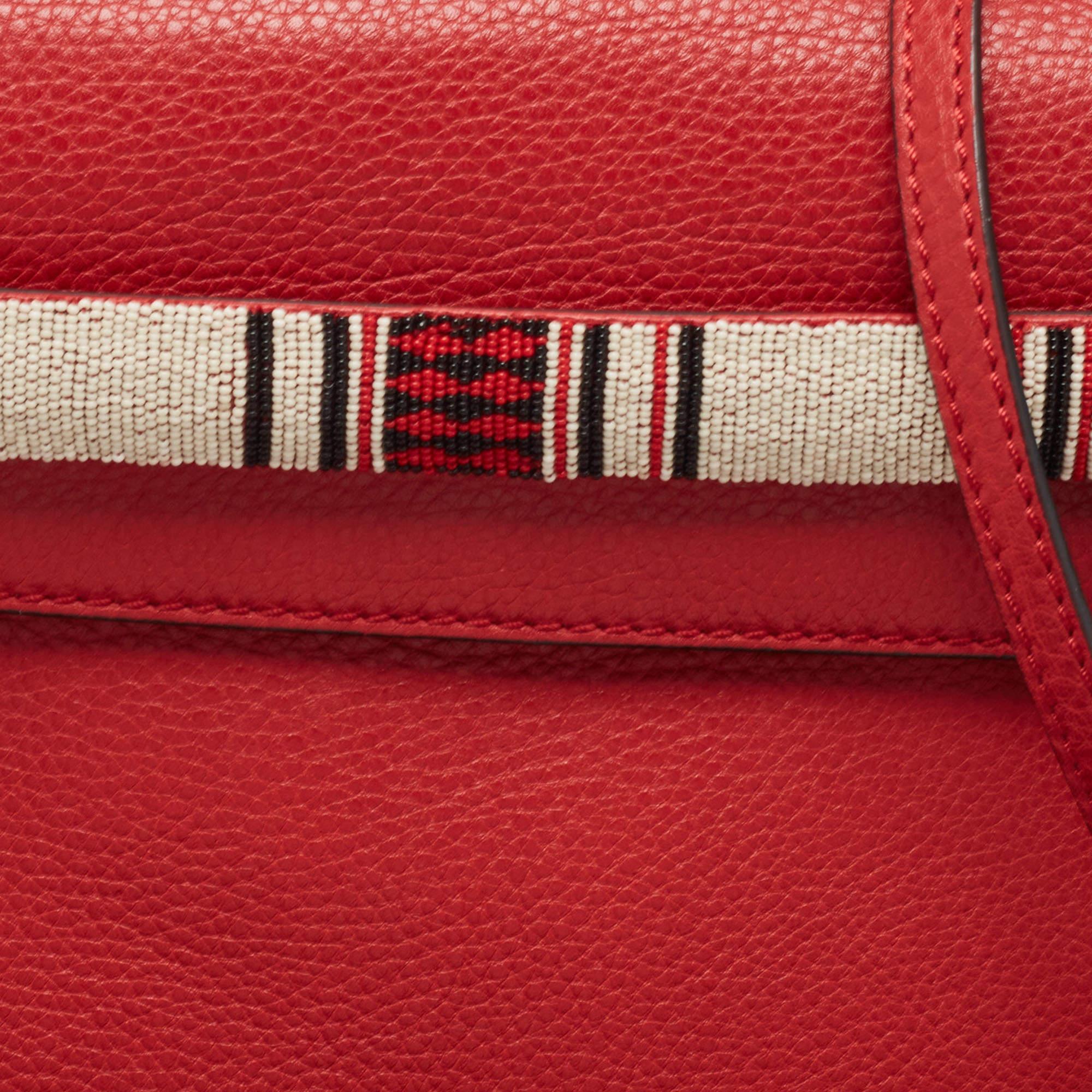 Valentino Red Leather My Rockstud Beaded Top Handle Bag 6