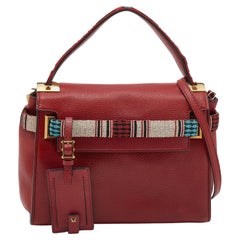 Valentino Red Leather My Rockstud Top Handle Bag