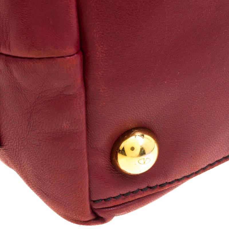 Valentino Red Leather Petale Rose Dome Satchel 5